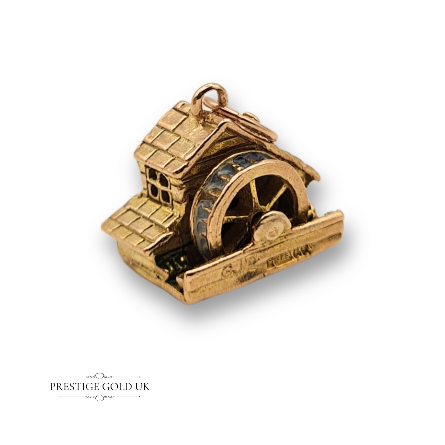 Small 9ct Gold Water Wheel Mill Charm By Rare Georg Jensen