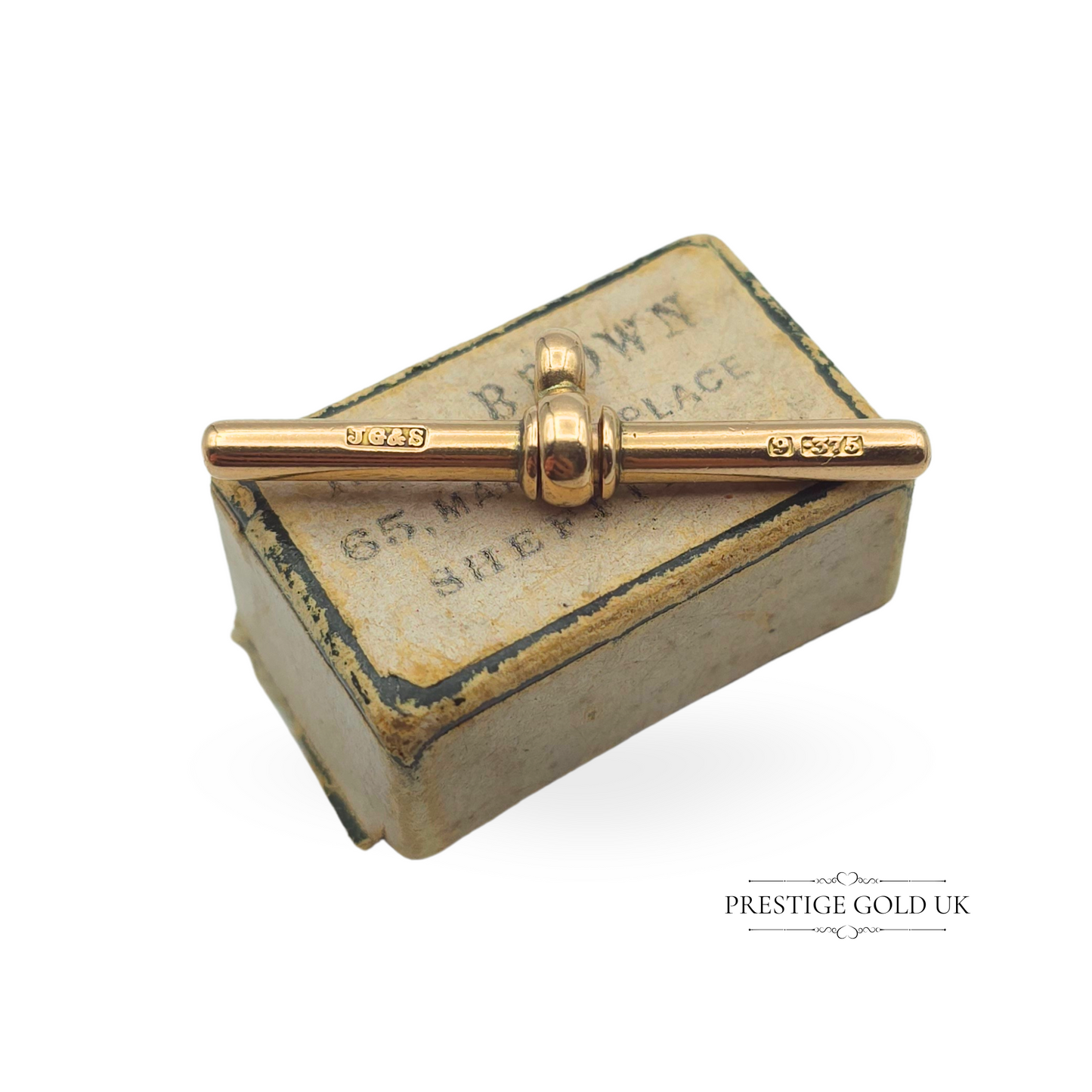 Antique 9ct Rose Gold Swivel T-Bar, 34mm