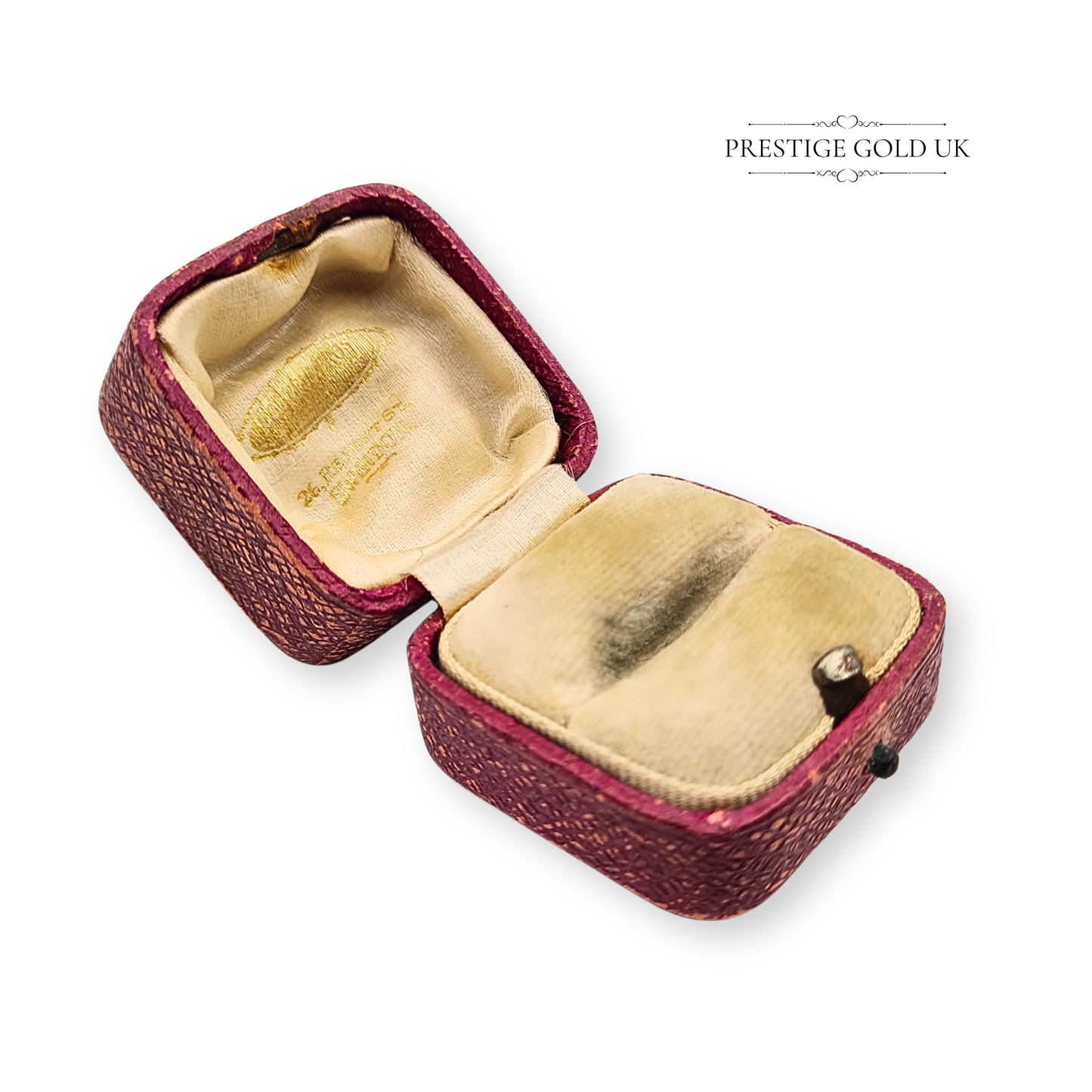 Vintage Red Ring Box, Textured, 40mm x 35mm, Vintage Box