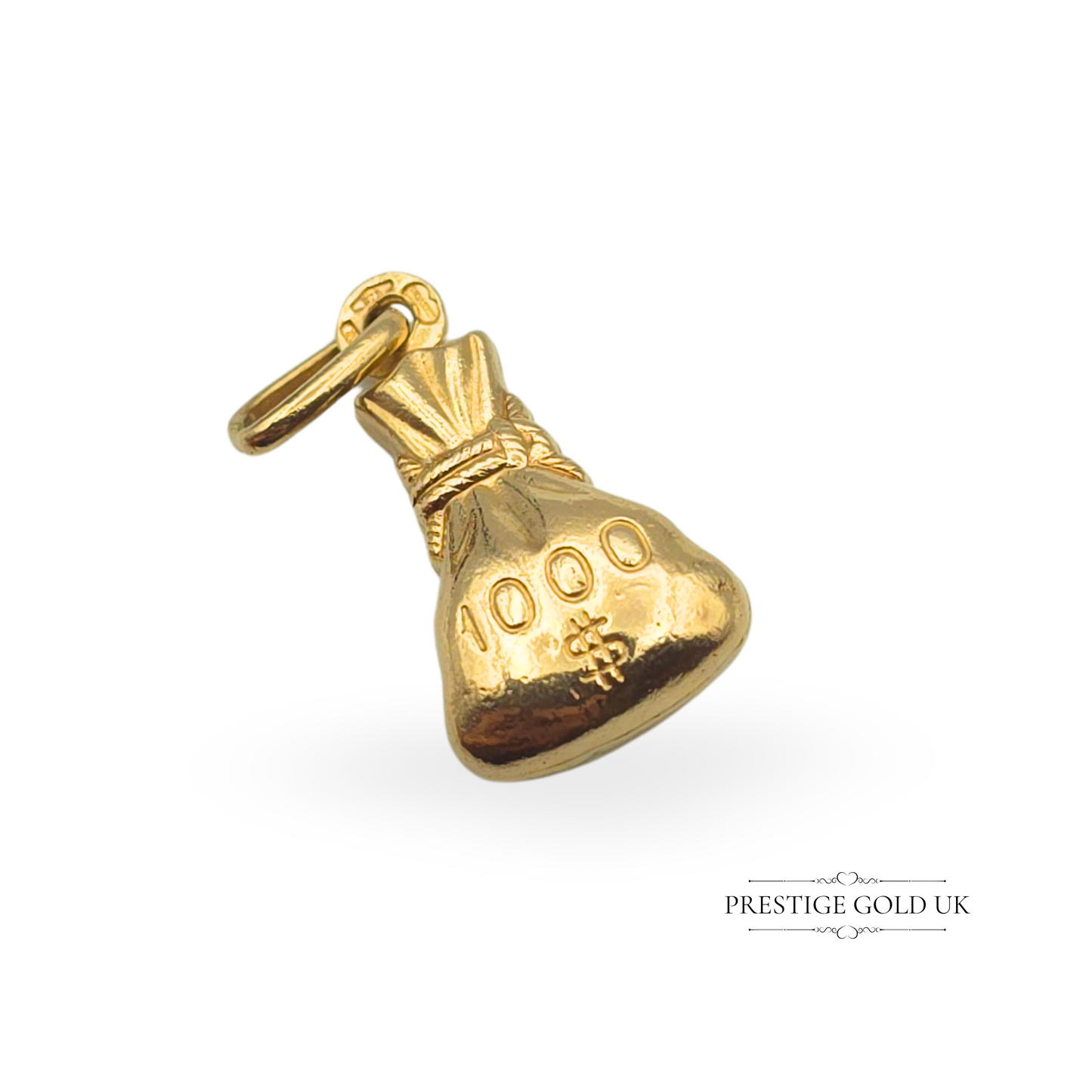 Vintage 9ct Gold $1000 Dollar Money Bag Charm or Pendant