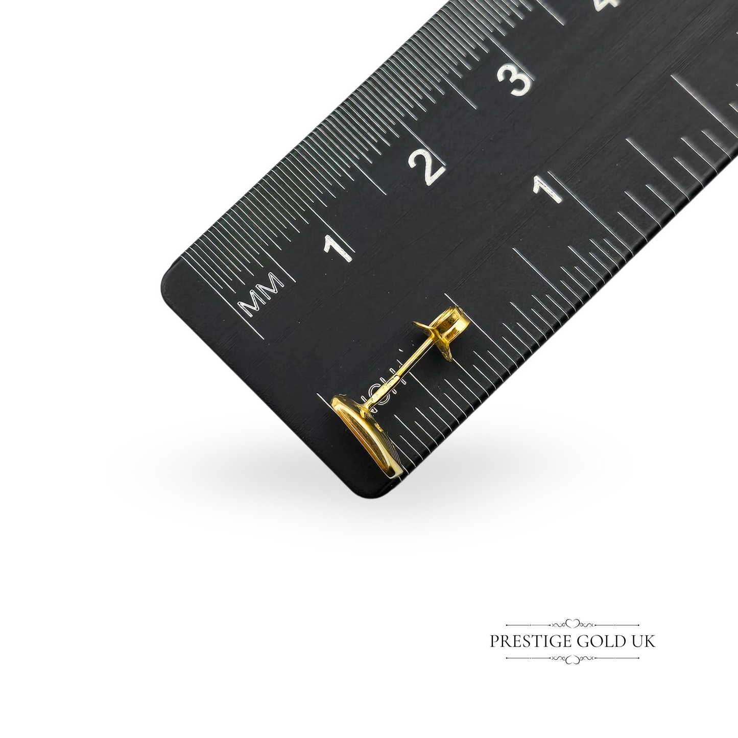 9ct Gold Small Diamond Stud Earrings, Rectangle Shape, Fully British Hallmarked
