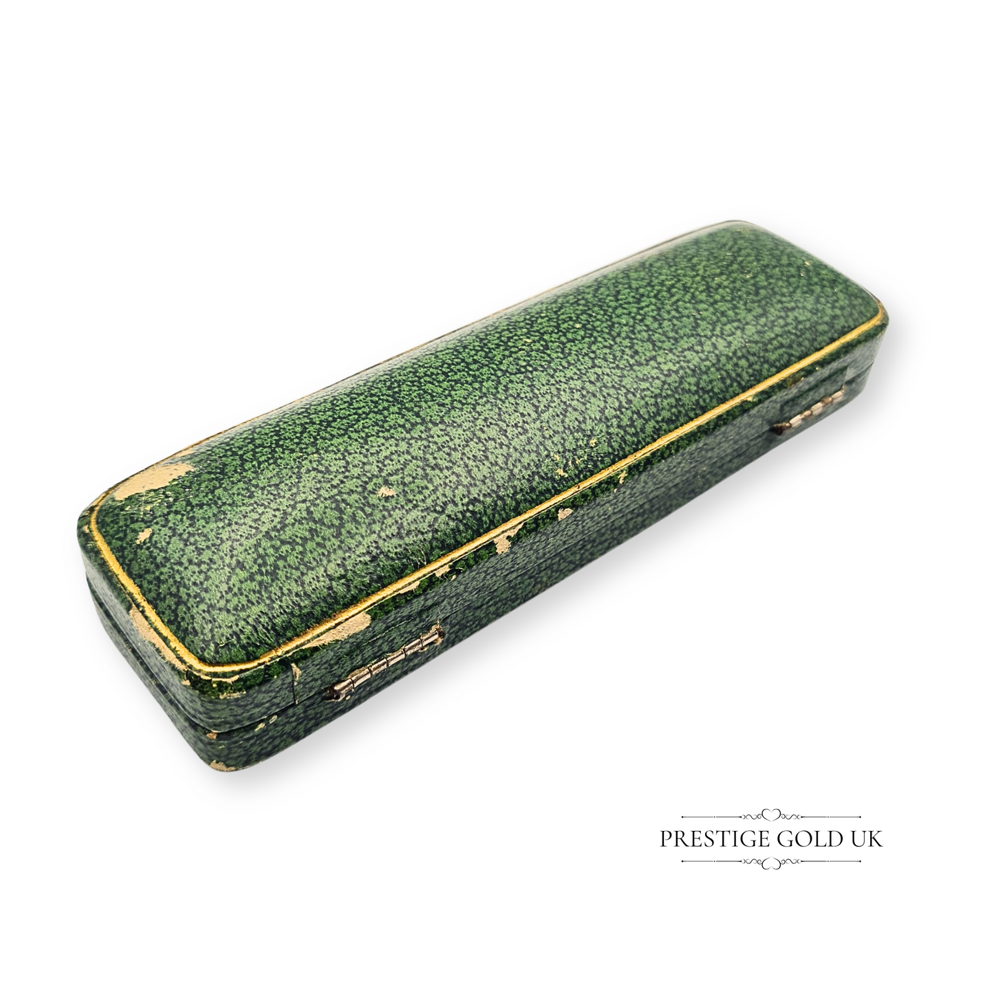 Vintage Green Cufflink Box, Gold Trim, 120mm x 35mm