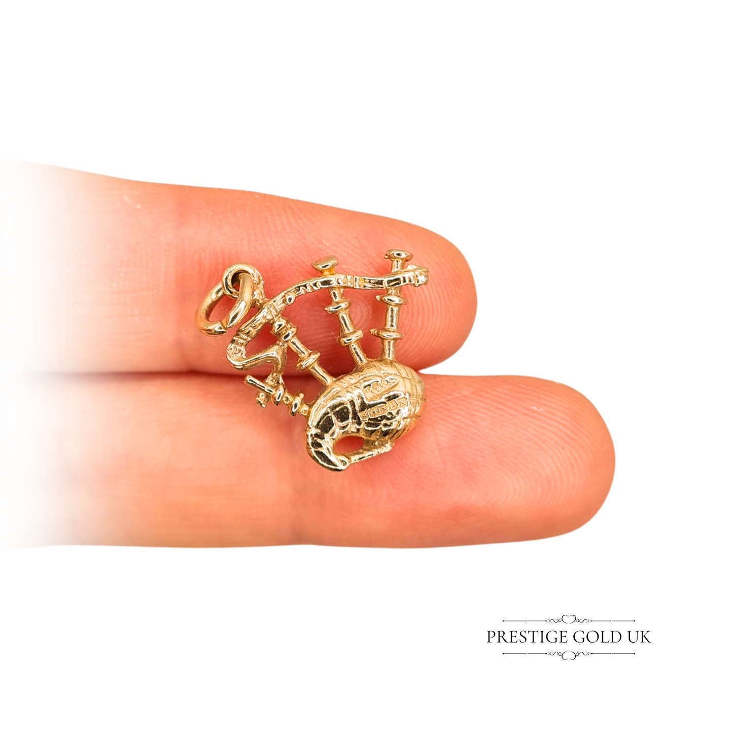 Small 9ct Gold Bagpipes Charm Hallmarked 1963 Scottish Souvenir