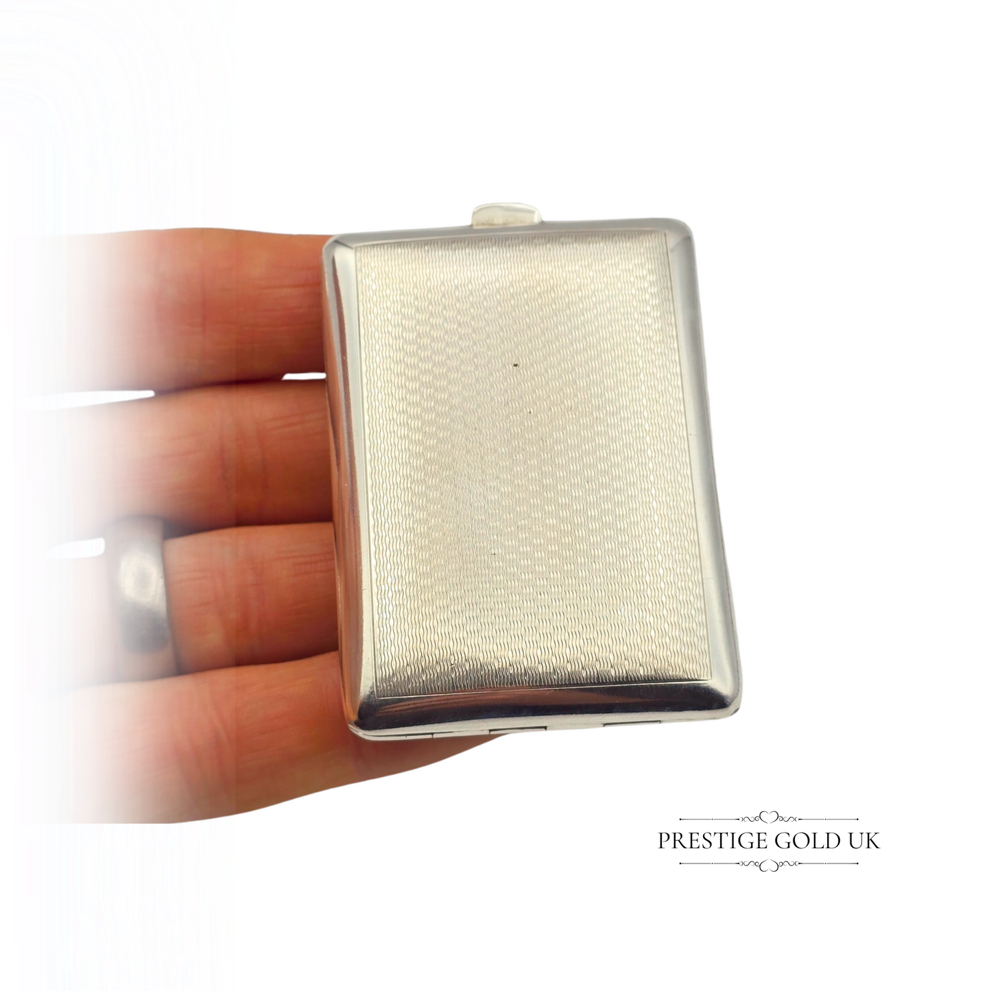 Small Antique 1918 Sterling Silver Cigarette Case, Gilt Interior