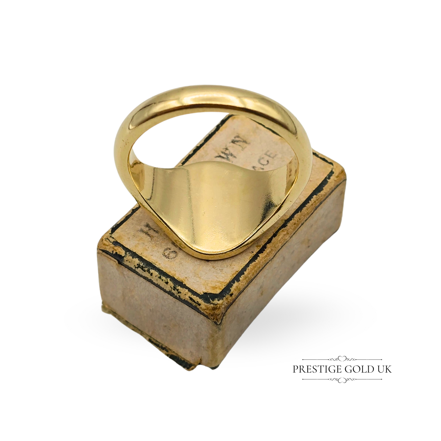 9ct Gold Monogrammed Signet Ring Solid Gold, Fully Hallmarked, UK T US 9 1/2
