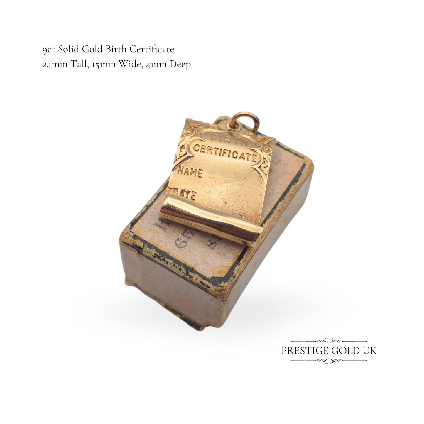 1960s Vintage Solid Gold Birth Certificate Charm