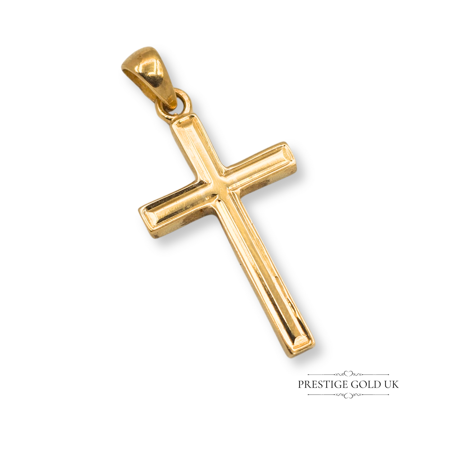 9ct Gold Cross Pendant, Medium Size Vintage Embossed Christian Crucifix