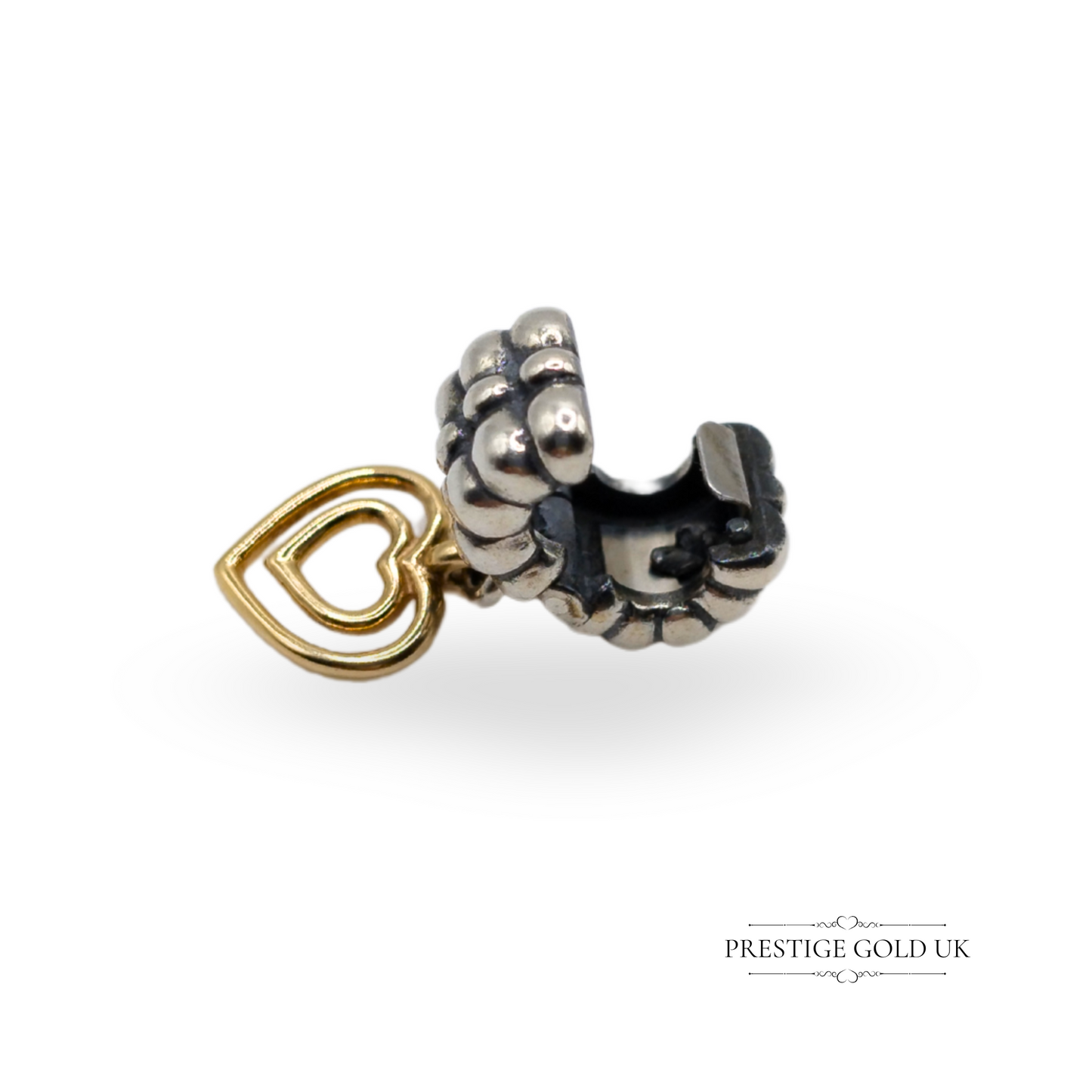 Authentic Retired Pandora Heart of Hearts Silver Charm With 14K Gold Hearts 925 ALE 790987