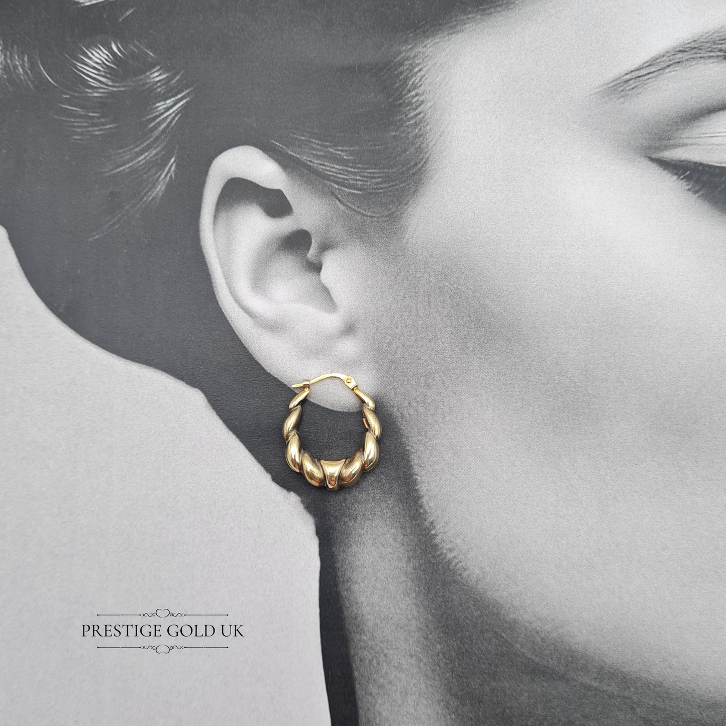9ct Gold Small Creole Earrings, Gypsy Hoop Earrings With Flip Top Fasteners