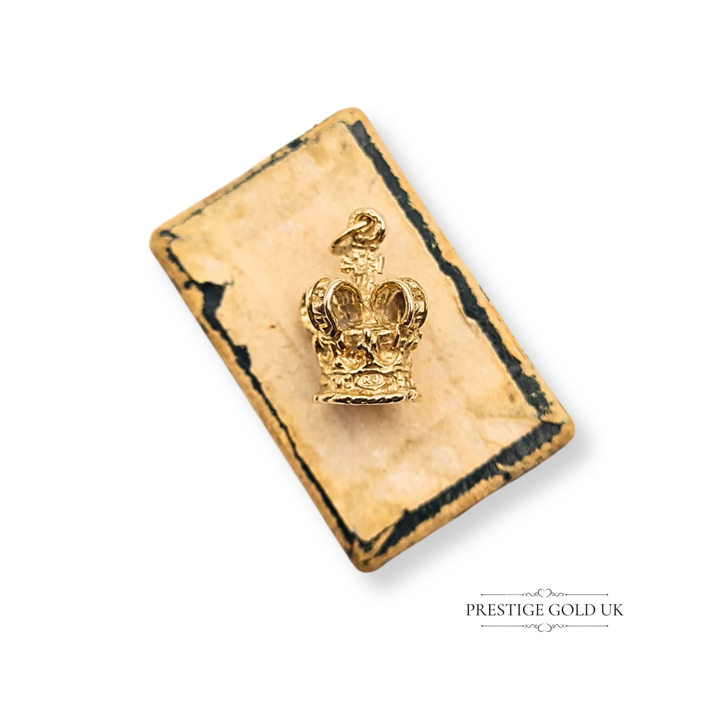 9ct Gold Crown Charm Pendant, Vintage Tiny Miniature Crown Charm for Bracelet