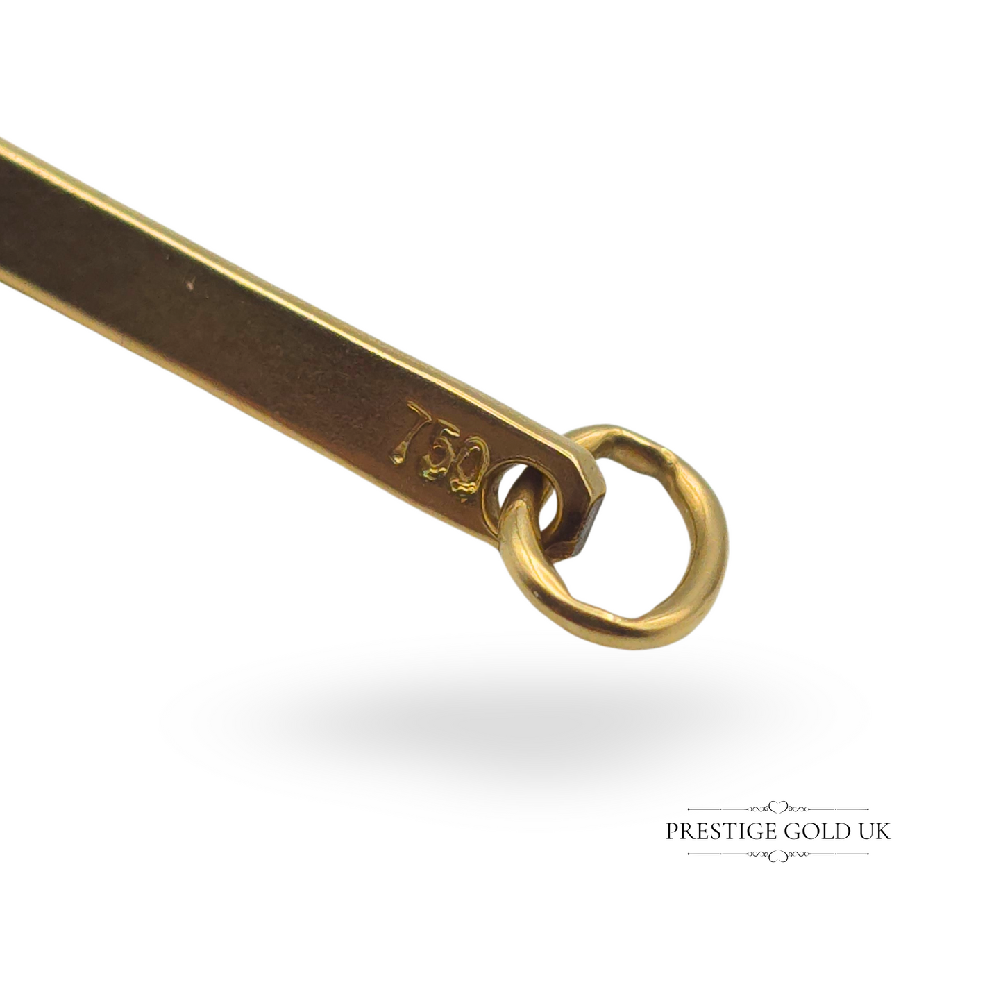 18ct Gold Matchstick Charm, Enamel Tip, 37mm, Unique Solid Gold Gift