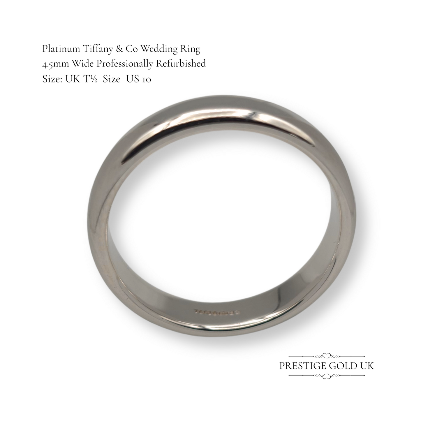 Platinum Tiffany & Co Wedding Ring, UK T 1/2 US 10, Professionally Refurbished