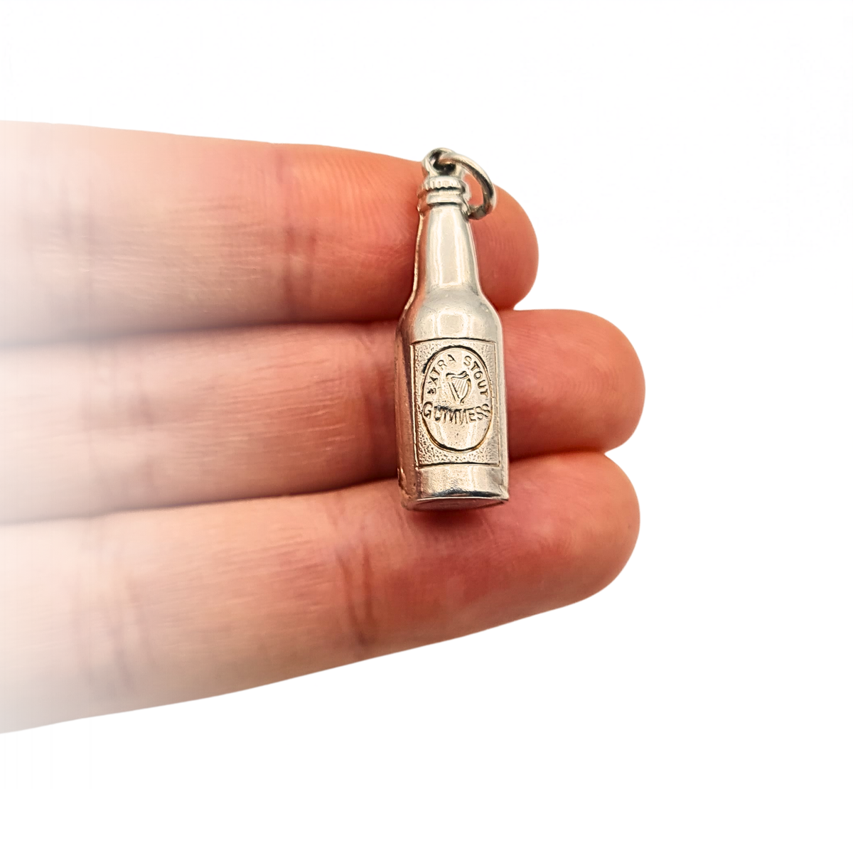 Vintage Sterling Silver Guinness Extra Stout Beer Bottle Charm Pendant