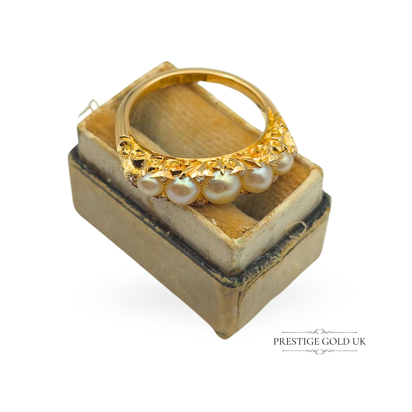 Antique 18ct Gold Pearl and Diamond Ring, Deakin & Francis Of London