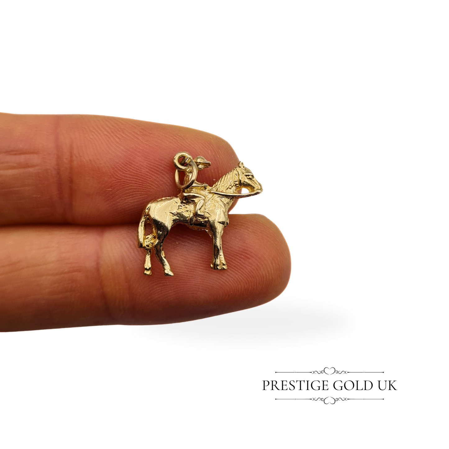 Vintage 9ct Solid Gold Race Horse Charm, Fully Hallmarked London 1975