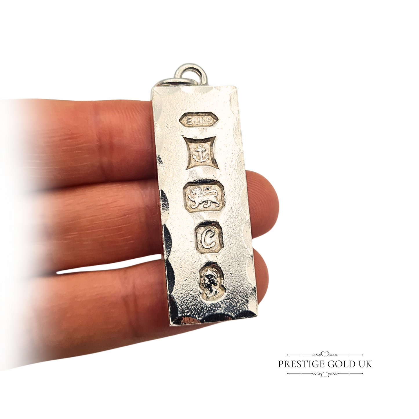 925 Silver Ingot Pendant Birmingham 1977 Large Faceted Edge Ingot