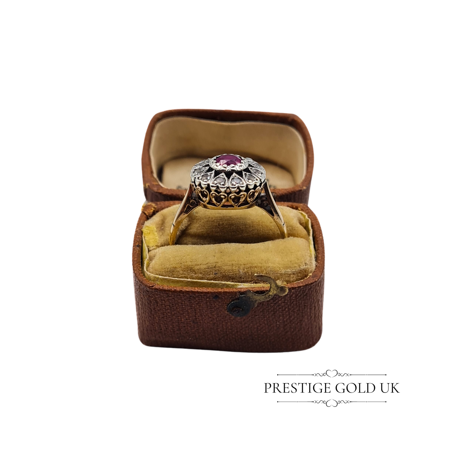 Vintage 9ct Gold Paste Cluster Ring - UK N 1/2, US 7, Euro 54.5