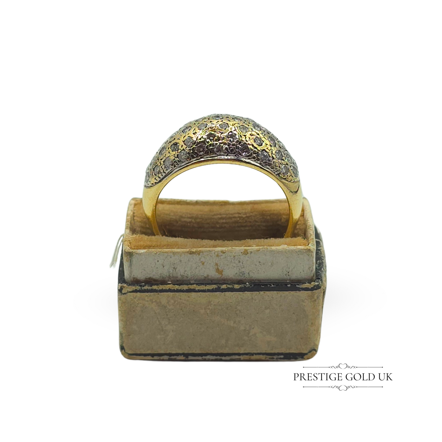 Vintage 18ct Gold Diamond Pavé Ring - Size UK S US 9 Euro 59.5