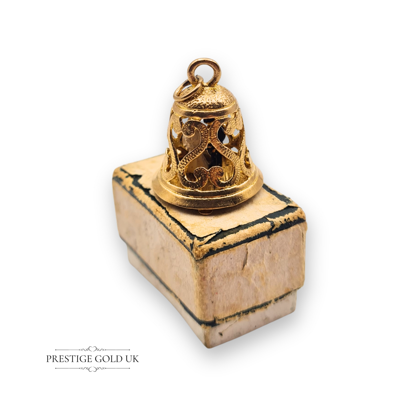Large 9ct Gold Opening Wedding Bell Charm With Bride & Groom