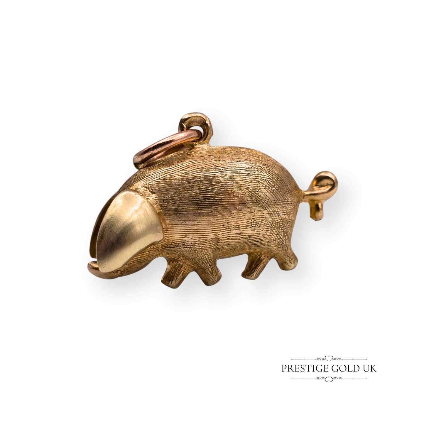 9ct Gold Pig Charm, Detailed Design, Gloucestershire Old Spots Pendant