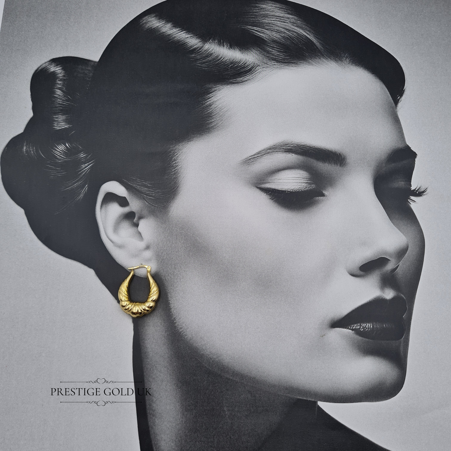 9ct Gold Chunky Creole Hoop Earrings, Statement Chunky Hoops in a Gypsy Style