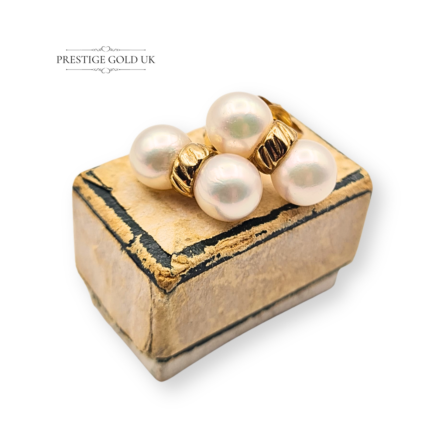 Large 9ct Gold Twin Pearl Earrings With Butterfly Backs