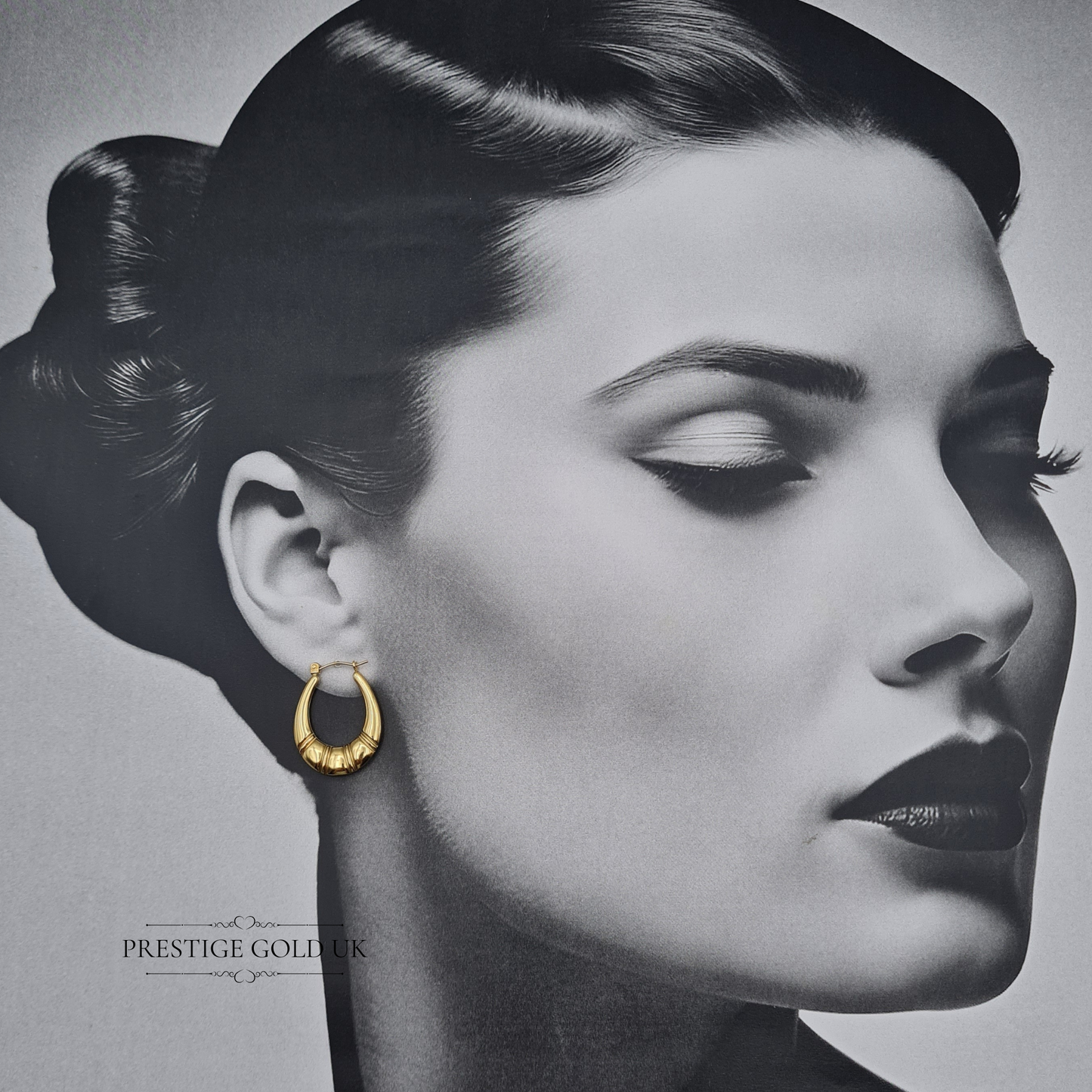 9ct Gold Large Creole Hinge Hoop Earrings, Hollow Flip Top Gypsy Hinge Hoop
