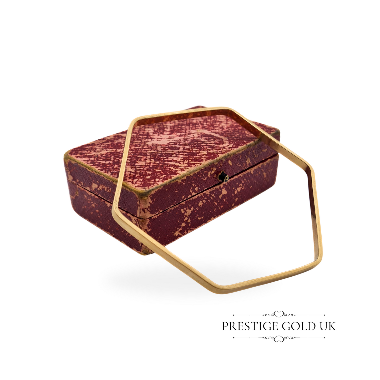 Vintage 9ct Gold Hexagonal Bangle, Stamped 9ct, Brushed Finish, Six-Sided Design, 7 3/4" 20cm Fitment