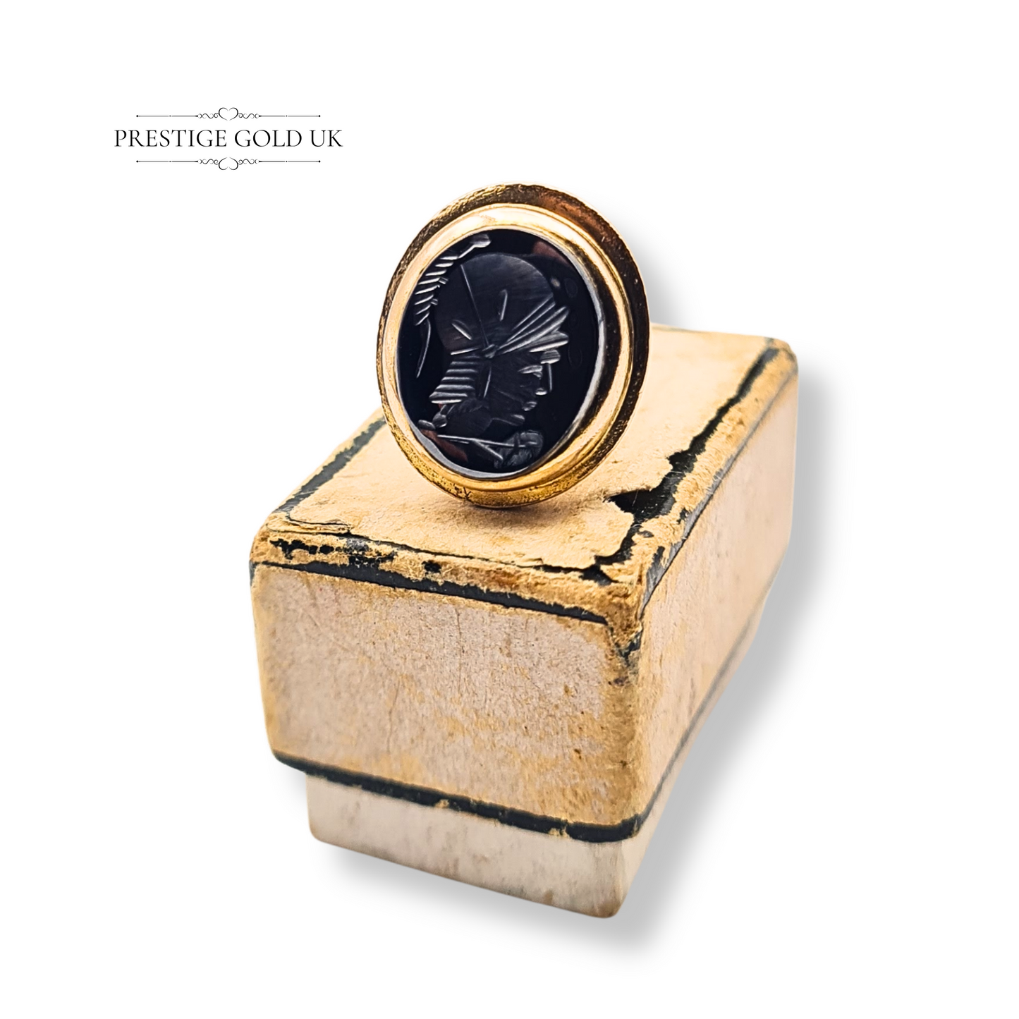 9ct Gold Hematite Intaglio Fob, Centurion Engraved Seal Fob