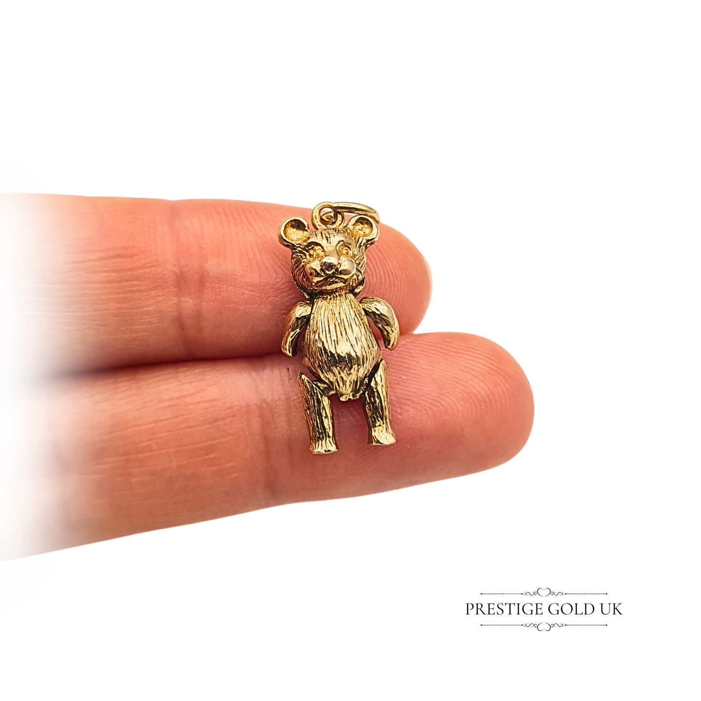 9ct Gold Moving Teddy Bear Charm, Heavy Detailed Vintage Moving Bear Charm