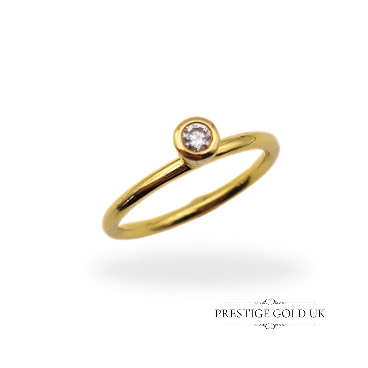 Vintage 18ct Gold Bezel Set Diamond Solitaire Ring