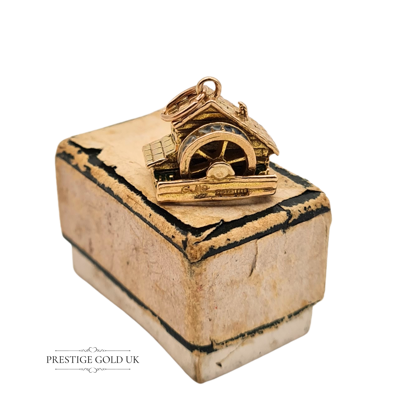 Small 9ct Gold Water Wheel Mill Charm By Rare Georg Jensen