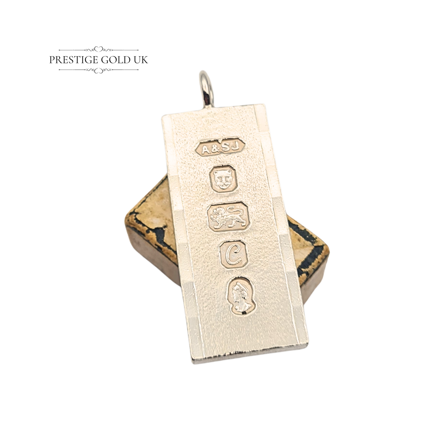 925 Silver Ingot Pendant London 1977 Faceted 30g Large Ingot