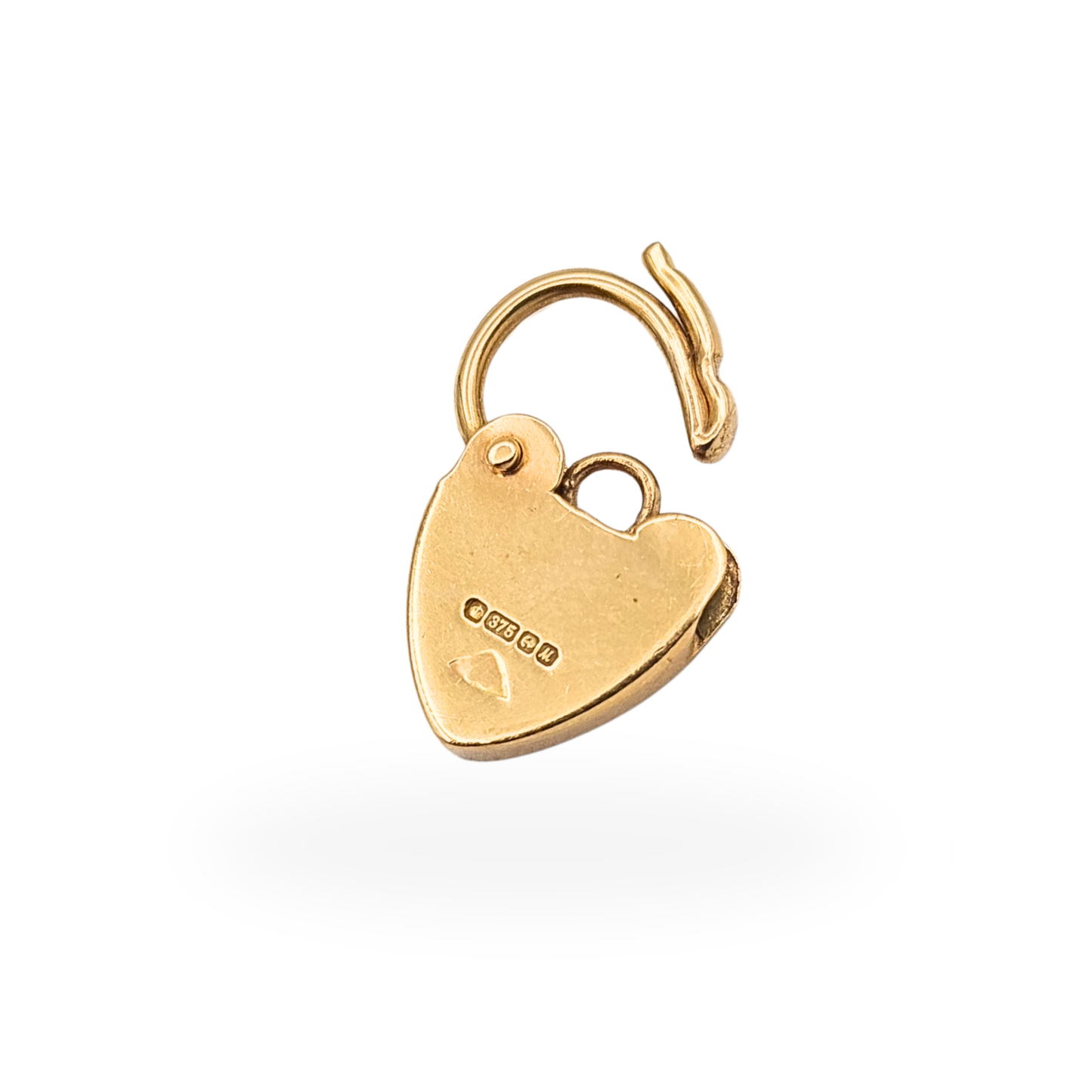 Tiny 9ct Gold Heart Padlock Charm Hallmarked Yellow Gold Pendant Clasp