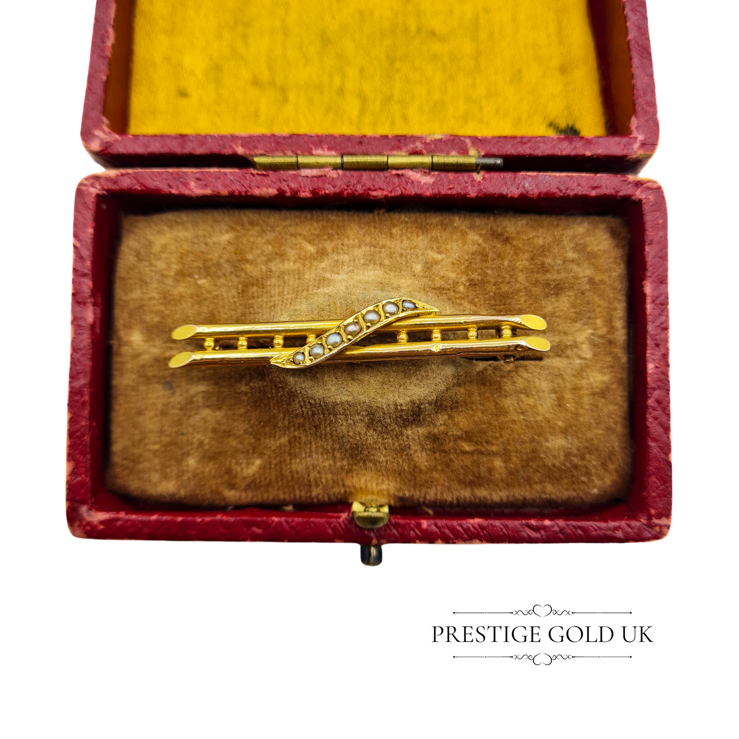 Vintage 9ct Gold Twin-Row Pearl Brooch, 4.5cm