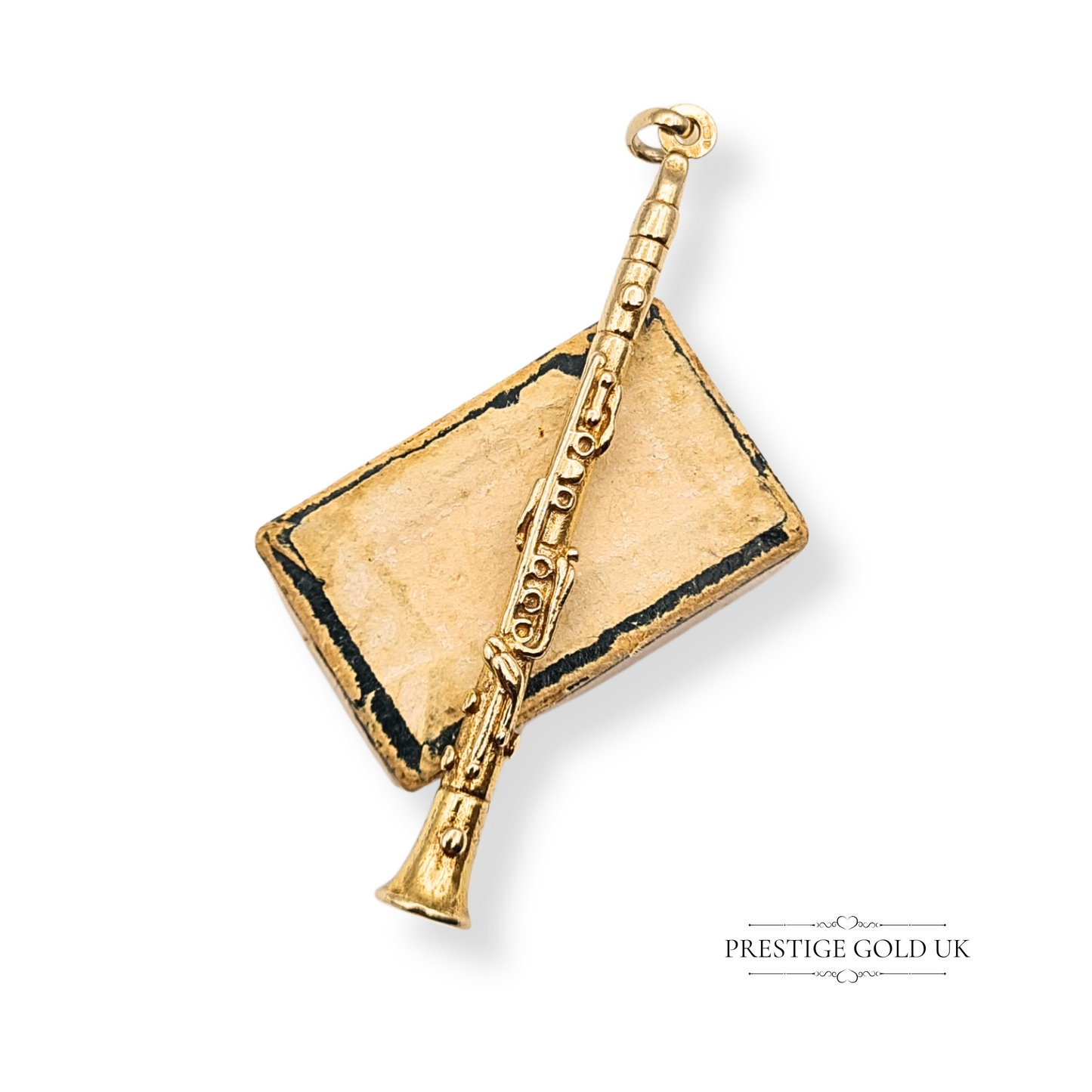 Large Solid 9ct Gold Clarinet Oboe Pendant, Heavy Musical Jewellery Gift Charm