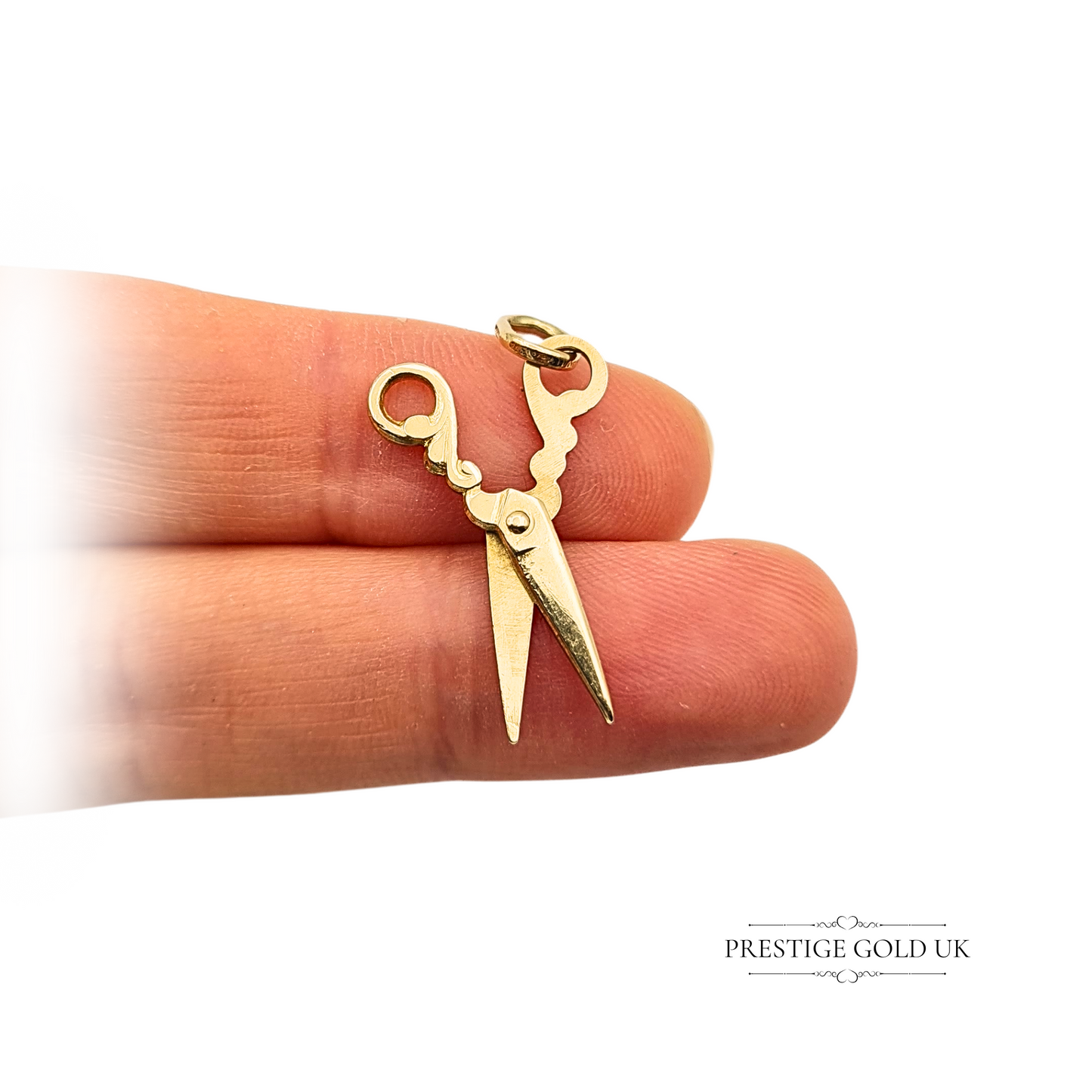 9ct Gold Scissors Charm Pendant Opening Miniature Seamstress Scissors
