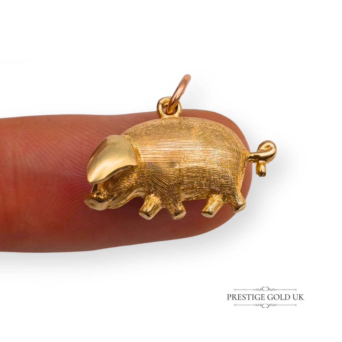 9ct Gold Pig Charm, Detailed Design, Gloucestershire Old Spots Pendant