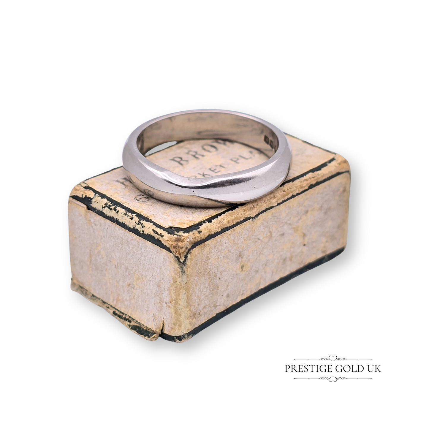 Chunky Notched Platinum Wedding Band, Solid Platinum Band, UK L 1/2 US 6
