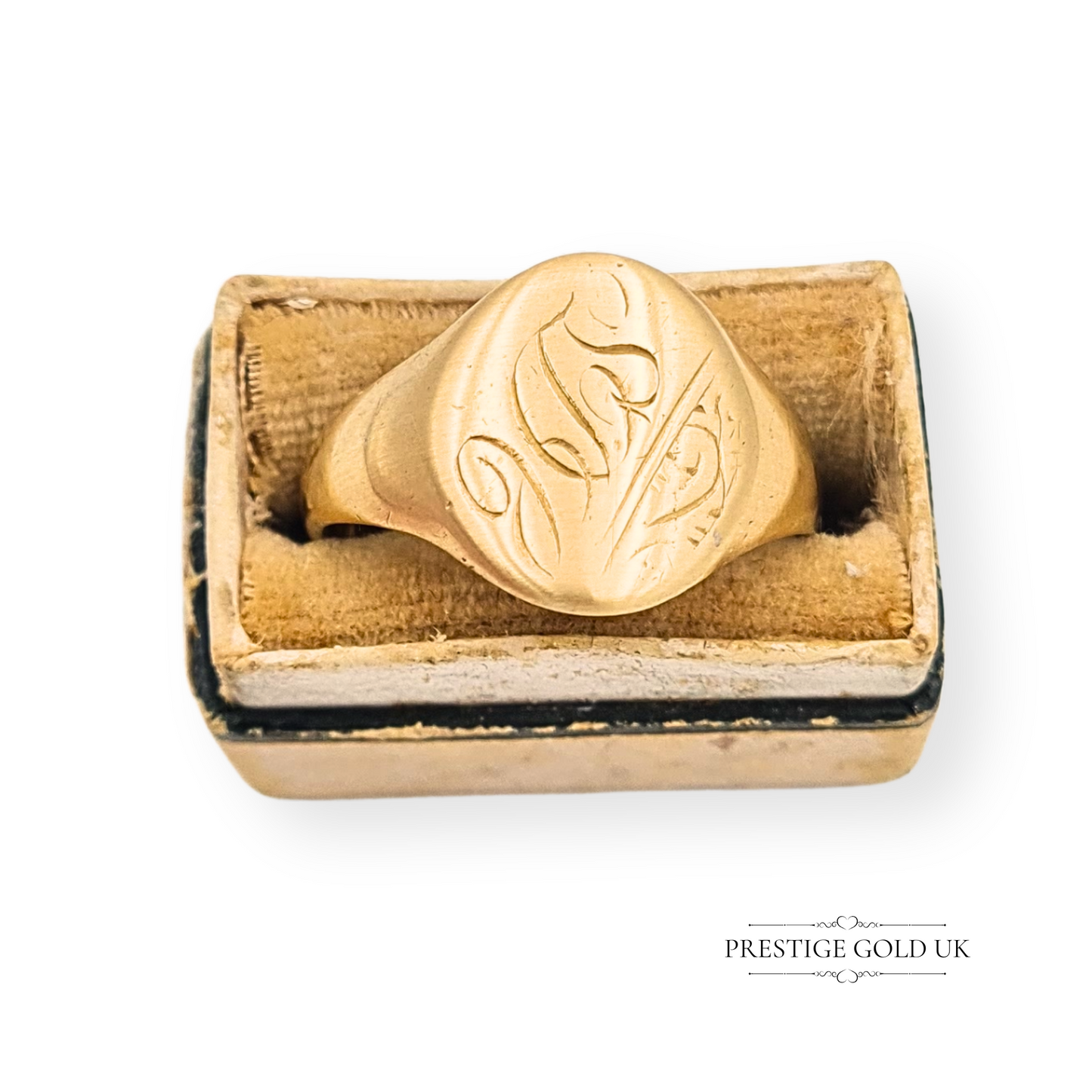 9ct Gold Large Engraved Monogram Signet Ring, UK S US 9, Birmingham 1989