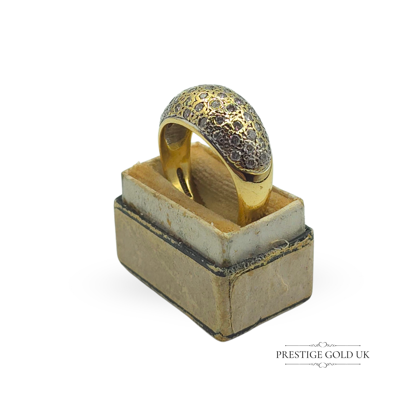 Vintage 18ct Gold Diamond Pavé Ring - Size UK S US 9 Euro 59.5