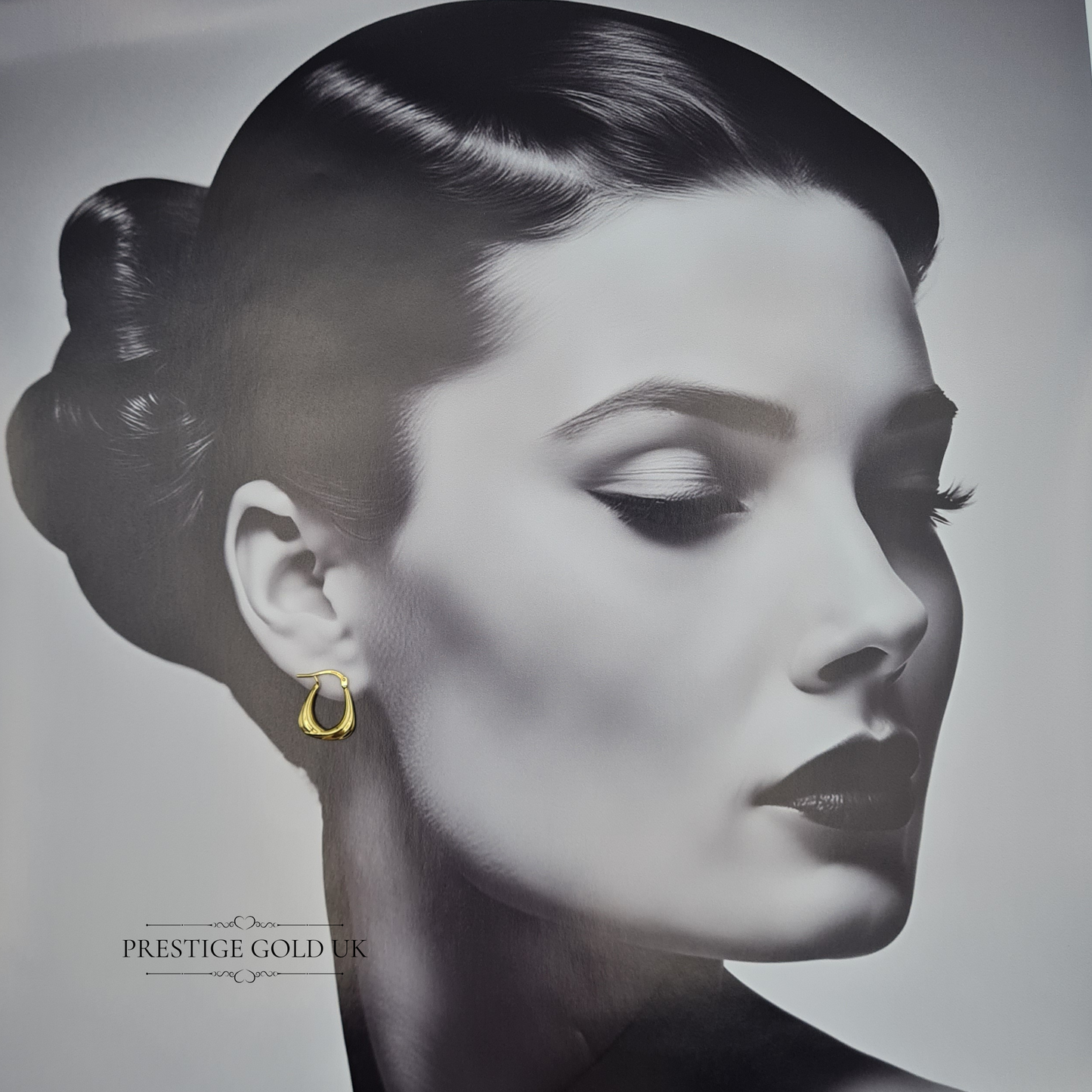 9ct Gold Hoop Earrings, Vintage Square Flat Bottom Hoops
