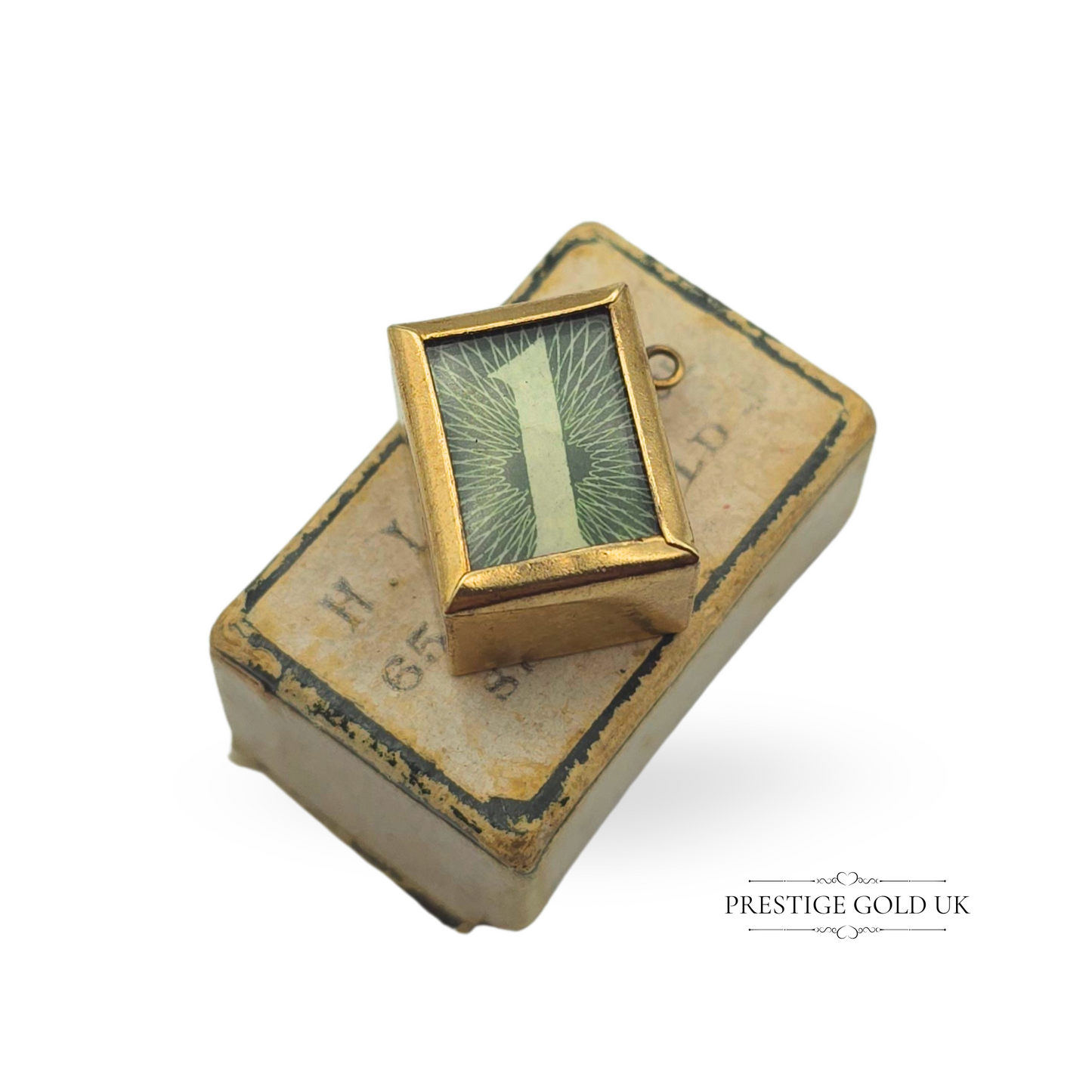 Vintage 9ct Gold Break Glass £1 Note Charm 15mm London 1975