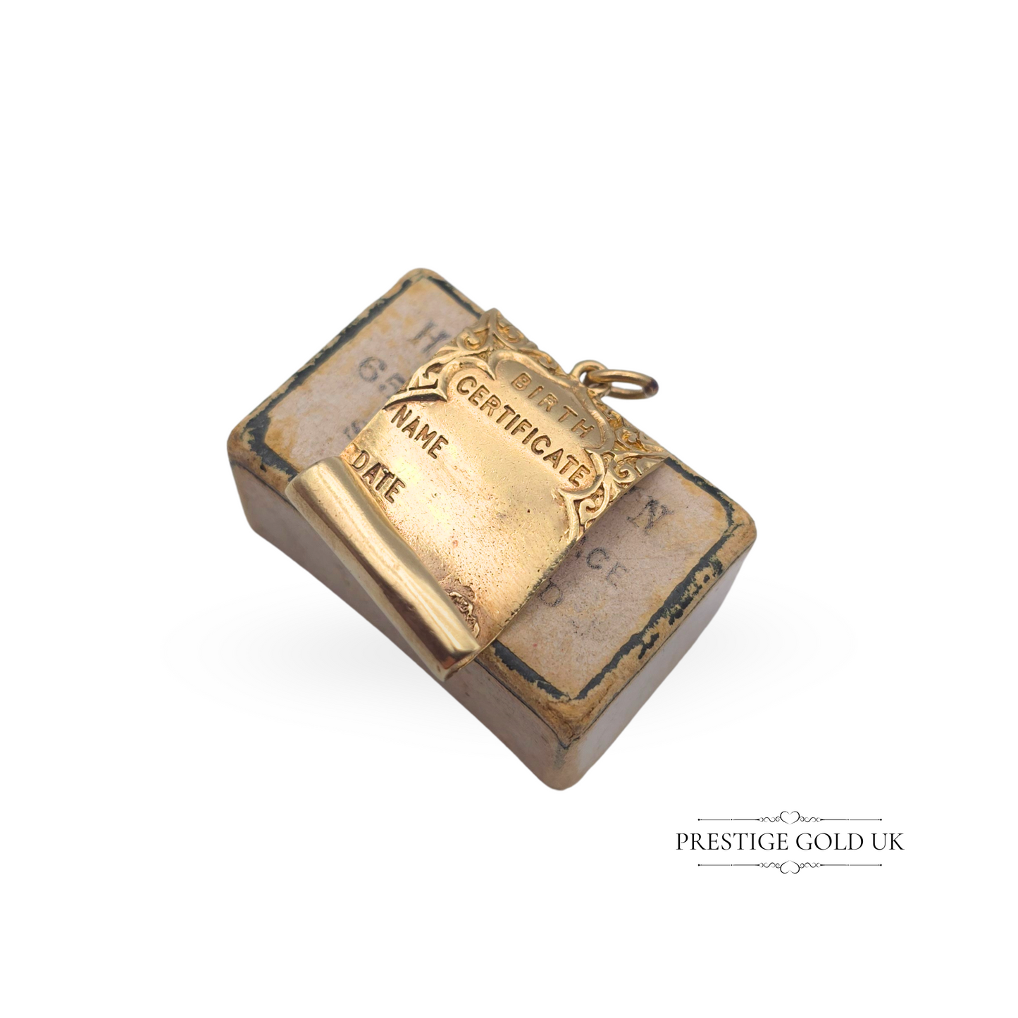 1960s Vintage Solid Gold Birth Certificate Charm