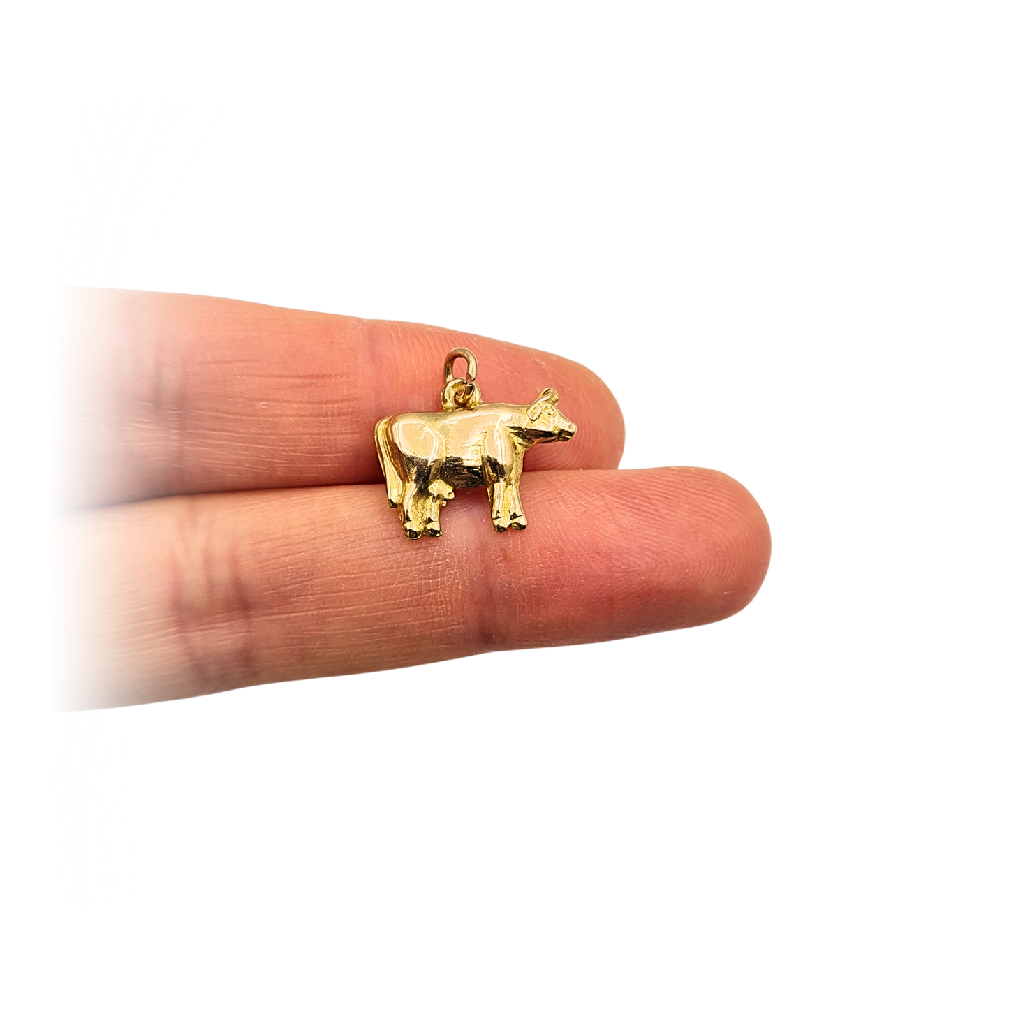 9ct Gold Cow Charm, Puffy Hollow Design