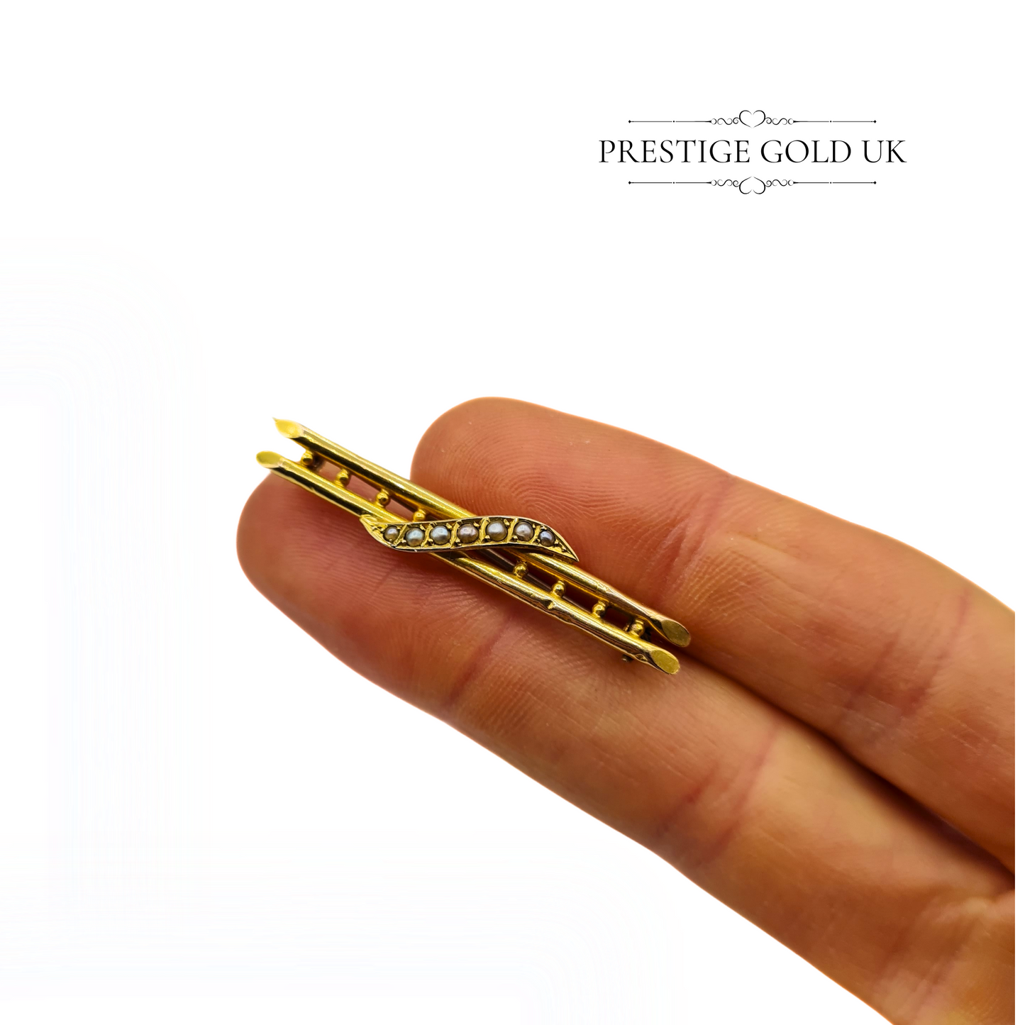 Vintage 9ct Gold Twin-Row Pearl Brooch, 4.5cm
