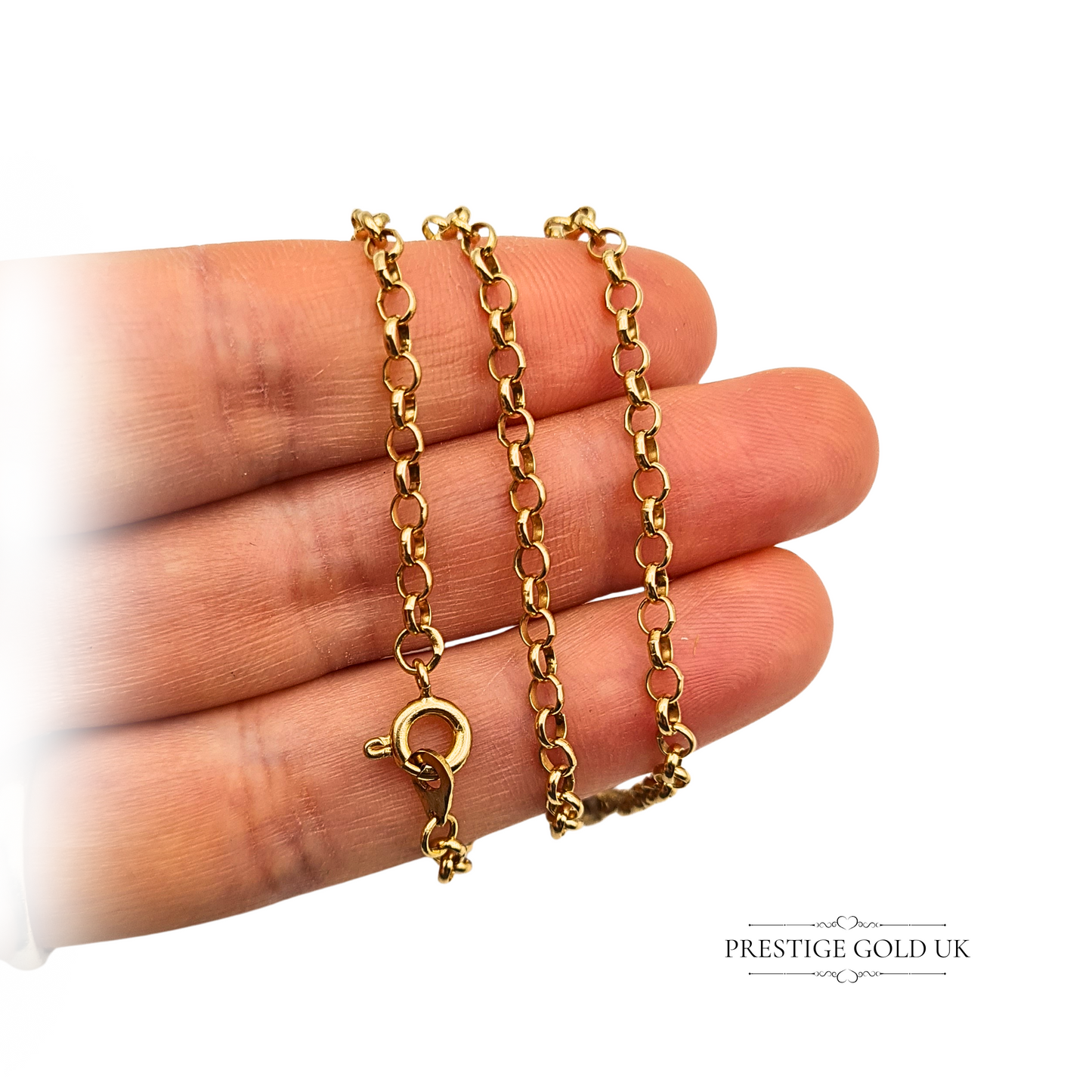 18" 9ct Gold Belcher Chain Necklace, Unisex Rolo Chain