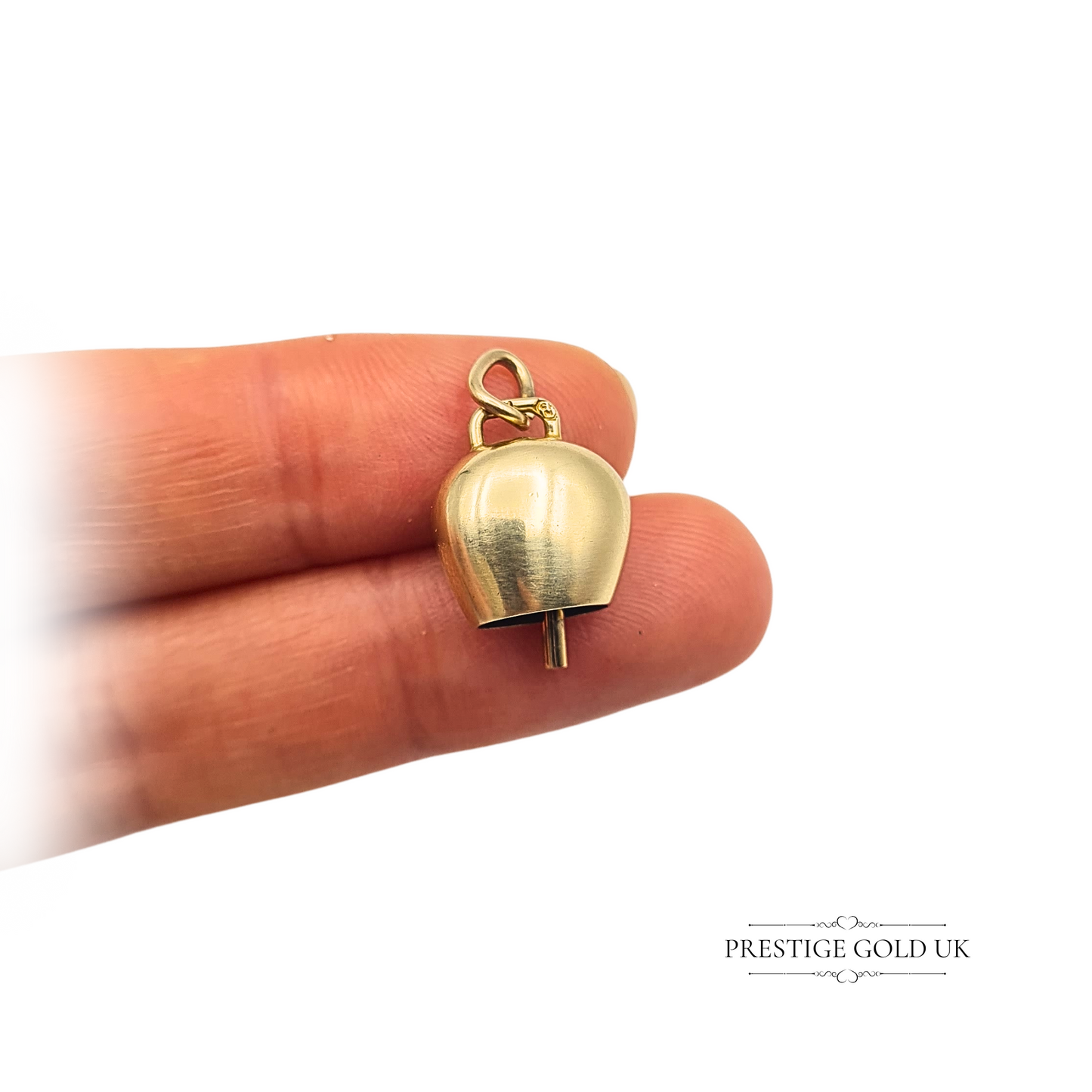 Small Gold Austrian Cow Bell Charm, 9ct Gold Alpine Cow Bell Austria Souvenir