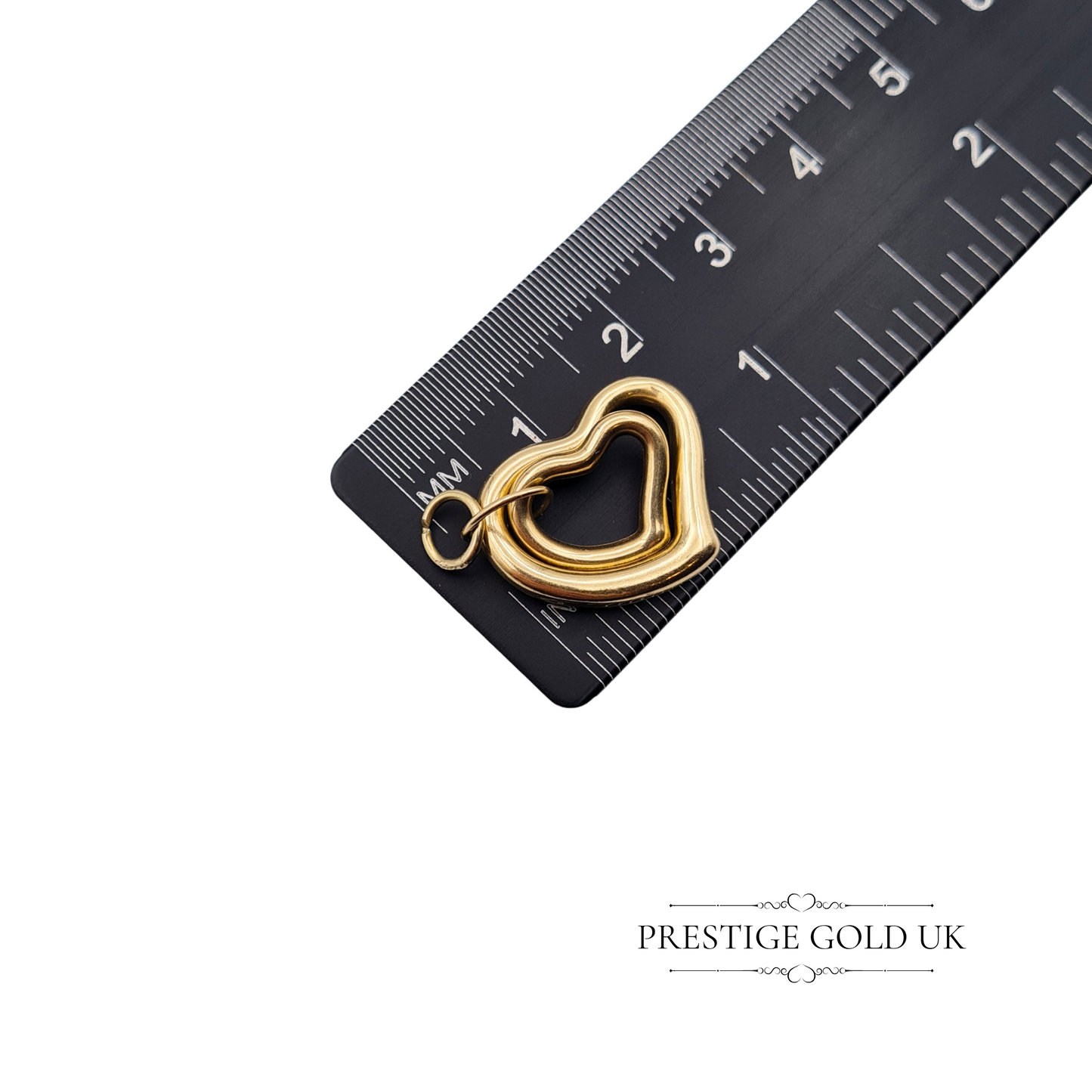 Vintage 9ct Gold Twin Hollow Heart Pendant, Large Two Heart Pendant ,