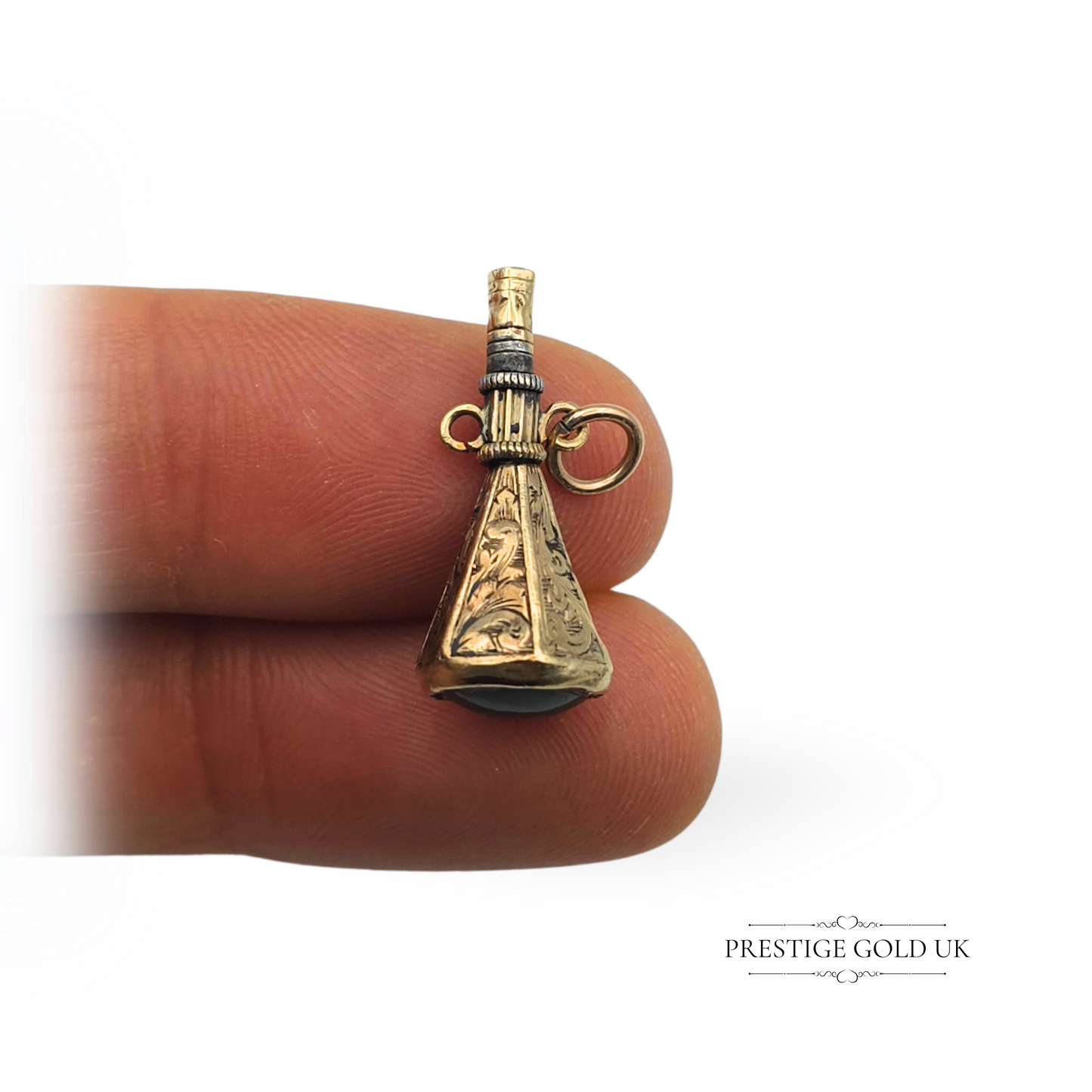 Antique 9ct Gold Pocket Watch Key Fob, Ornate Engraved Design